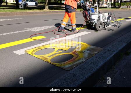 création of cycle path Stock Photo