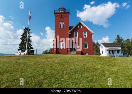 Two Harbors Lighthouse Along Lake Superior Stock Photo