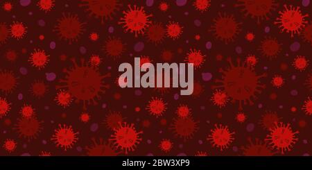 Seamless Pattern of Corona Virus Disease 2019. Covid-19 virus background with disease cells and red blood cell, global spread dangerous coronavirus Stock Vector