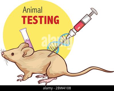 Vector image mouse in lab experiments Stock Vector