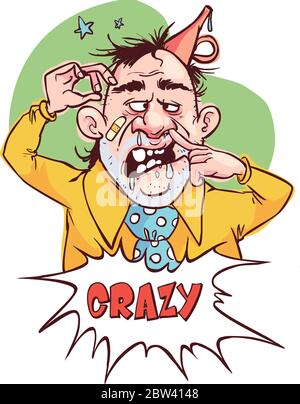 A crazy person in  vector stock illustration Stock Vector