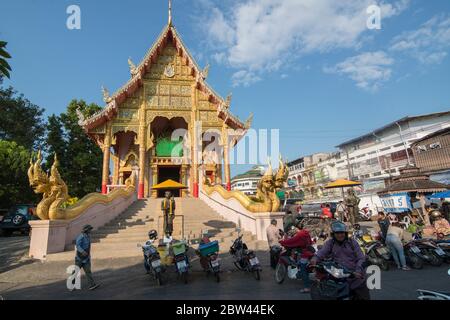 the Wat Jet Yot Temple at the central Market in the city of Chiang Rai in North Thailand.  Thailand, Chiang Rai, November, 2019 Stock Photo