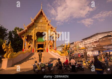 the Wat Jet Yot Temple at the central Market in the city of Chiang Rai in North Thailand.  Thailand, Chiang Rai, November, 2019 Stock Photo