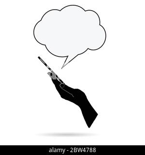 mobile phone in hand illustration with speech bubble Stock Vector