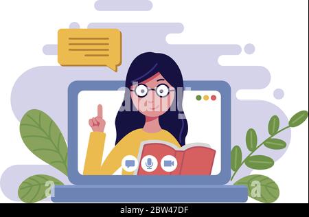 Lecturer Teaching Online Class Online Education Webcam Stock Vector