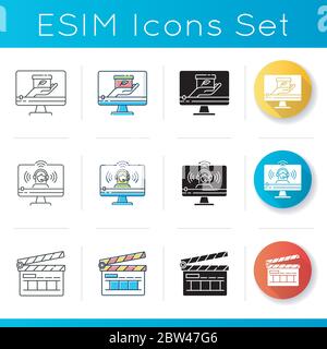 Filmmaking and Internet blogging icons set Stock Vector