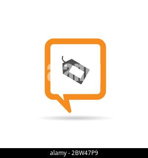 square orange speech bubble with tag icon Stock Vector