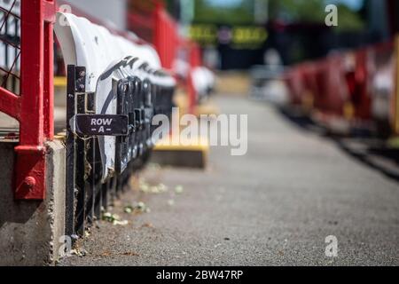 Front row seats at lower league football / soccer stadium England UK Stock Photo
