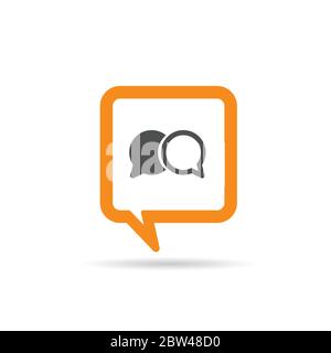 square orange speech bubble cartoon comic two icon illustration Stock Vector