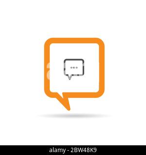 square orange speech bubble icon illustration on white Stock Vector
