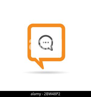 square orange speech bubble cartoon comic icon illustration Stock Vector