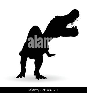 Dinosaur silhouette. Spinosaurus black silhouette. Vector illustration ...