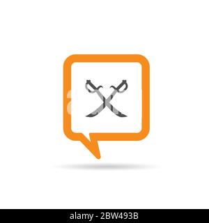 square orange speech bubble with pirate icon illustration on white Stock Vector