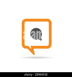 square orange speech bubble cartoon comic one icon illustration Stock Vector