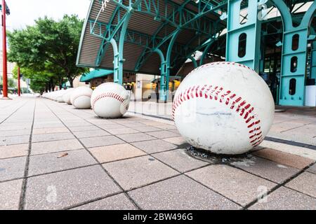 Oversized baseball's sit outside of Minute Maid Stadium, home to the MLB's  Houston Astro's. These baseball's sit at the entrances of the stadium Stock  Photo - Alamy