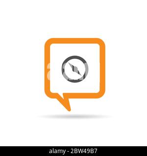 square orange speech bubble with compas icon illustration Stock Vector
