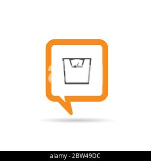 square orange speech bubble with scale for man icon illustration Stock Vector