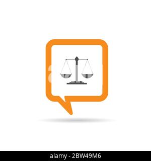 square orange speech bubble with scale icon ilustration Stock Vector