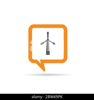 square orange speech bubble with windmill icon illustration on white Stock Vector