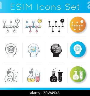 Natural sciences line vector icons and signs. Chemistry, Astronomy ...