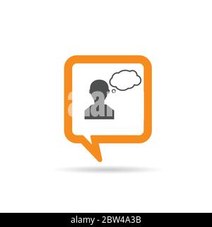 square orange speech bubble with man icon illustration Stock Vector