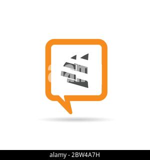 square orange speech bubble with two sail icon illustration Stock Vector