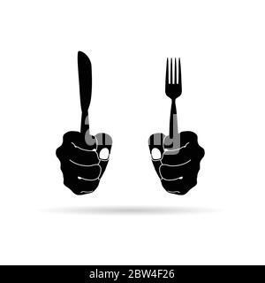 cutlery in hand drawing in black color illustration on white background Stock Vector