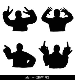 man silhouette set in various poses design art illustration Stock Vector