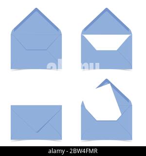 letter envelope in blue color illustration on white background Stock Vector