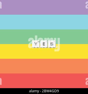 Tolerance and peace rainbow flag. Yes. Stock Vector