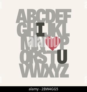 Alphabet I love you. Valentine message. Stock Vector
