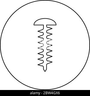 Round head screw Self-tapping Hardware Construction element icon in circle round outline black color vector illustration flat style simple image Stock Vector