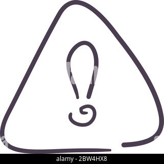 Exclamation mark inside warning triangle line style icon design, Alarm caution warning and problem theme Vector illustration Stock Vector