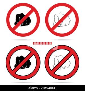 stop violence sign in red color set illustration Stock Vector