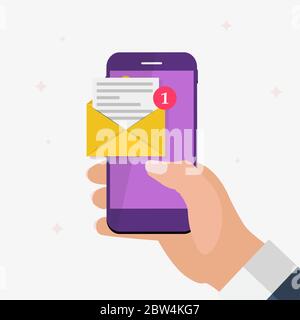 New Email  on the smartphone screen notification concept. Vector illustration Stock Vector