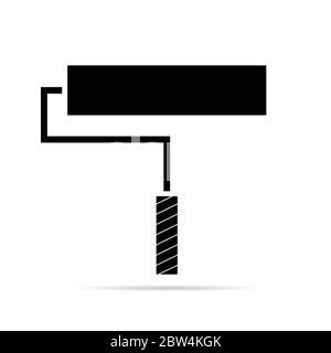 paint roller icon in black color illustration on white Stock Vector