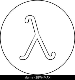 Lambda greek symbol small letter lowercase font icon in circle round outline black color vector illustration flat style simple image Stock Vector