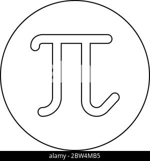 Pi greek symbol small letter lowercase font icon in circle round outline black color vector illustration flat style simple image Stock Vector