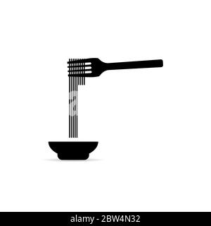 spaghetti on the fork with bowl Stock Vector