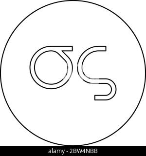 Sigma greek symbol small letter lowercase font icon in circle round outline black color vector illustration flat style simple image Stock Vector