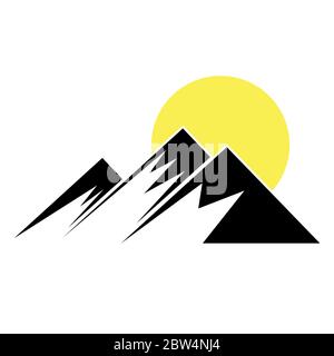 mountain with snow and sun icon vector illustration Stock Vector