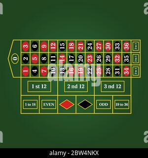 roulette table for gambling illustration in colorful Stock Vector