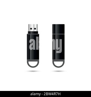 usb flash drive vector illustration in black color Stock Vector