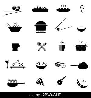 food icon set illustration on white background Stock Vector