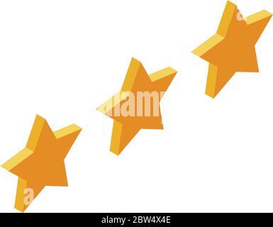 Three star hotel rating icon, isometric style Stock Vector