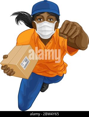 Delivery Superhero Delivering Package Parcel Box Stock Vector