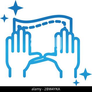 personal hand hygiene, hands with paper disease prevention and health care gradient style icon vector illustration Stock Vector