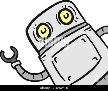 Hand draw of funny robot Stock Vector