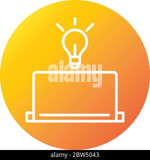 laptop creativity online education and development elearning gradient style icon vector illustration Stock Vector