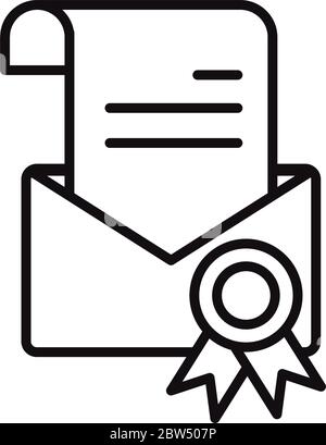 certificate email online education and development elearning line style icon vector illustration Stock Vector